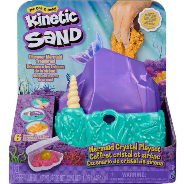 Cheap Kinetic Sand, Playset Il Cristallo Della Sirenetta Sabbia Colorata, Sabbia Cinetica 481 G, Accessori Per Scavare E Scoprire, Giochi Per Bambini E Bambine, 3+ Anni Mosaici, Sabbia, Glitter