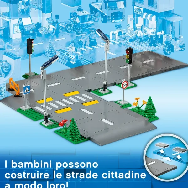 Store City 60304 Piattaforme Stradali, Set Basi Con Lampioni Fosforescenti, Semafori Giocattolo, Cartelli E Segnaletica, Toys Center Mattoncini