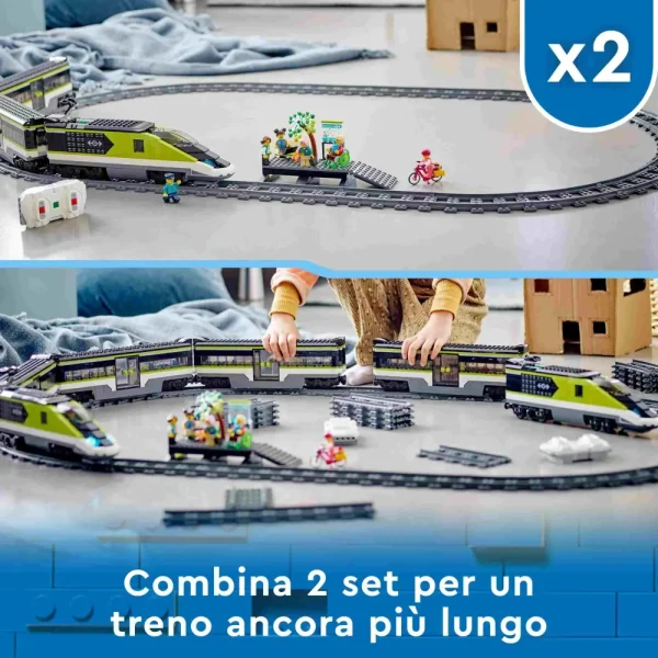 Cheap City 60337 Treno Passeggeri Espresso, Con Locomotiva Giocattolo Telecomandata Con Luci E Binari, Giochi Per Bambini Mattoncini