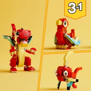 Best Sale 31145 3In1 Drago Rosso, Giochi Per Bambini Di 6+ Anni, Action Figure Ricostruibile In Pesce E Fenice Giocattolo Mattoncini