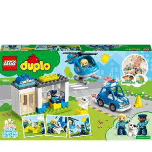New Duplo 10959 Stazione Di Polizia Ed Elicottero, Set Per Bambini Di 2+ Anni, Macchina Giocattolo Con Luci E Sirene Mattoncini