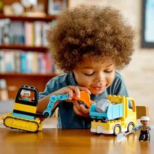 Clearance Duplo Town 10931 Camion E Scavatrice Cingolata, Scavatore Giocattolo, Sviluppo Delle Abilita Motorie, Giochi Per Bambini Mattoncini