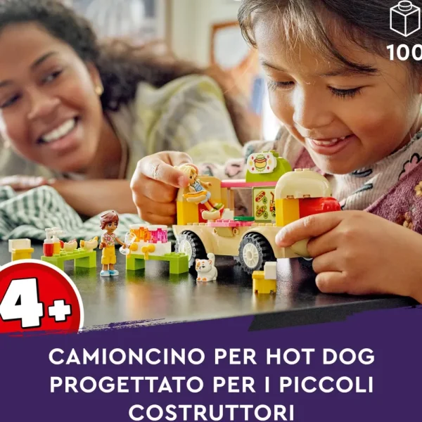 Clearance 42633 Food Truck Hot-Dog, Giochi Per Bambini 4+, Piccolo Camion Giocattolo Con Cucina, 2 Mini Bamboline E Gatto Mattoncini