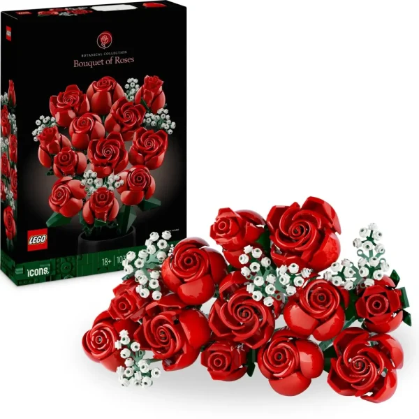 Sale Icons 10328 Bouquet Di Rose, Set Fiori Finti Per Adulti, Decorazione Casa, Idea Regalo Per Lei O Lui, Collezione Botanica Mattoncini