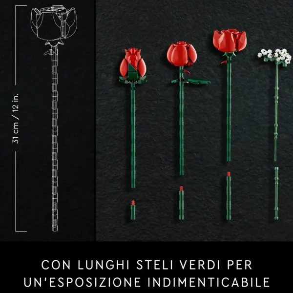 Sale Icons 10328 Bouquet Di Rose, Set Fiori Finti Per Adulti, Decorazione Casa, Idea Regalo Per Lei O Lui, Collezione Botanica Mattoncini