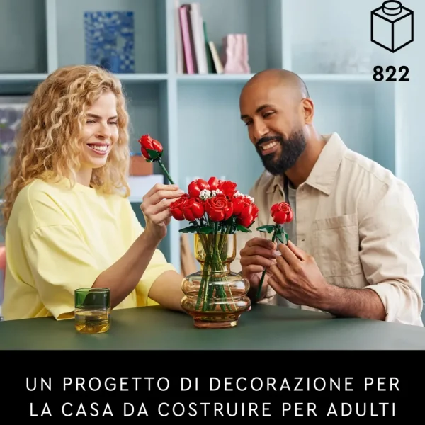 Sale Icons 10328 Bouquet Di Rose, Set Fiori Finti Per Adulti, Decorazione Casa, Idea Regalo Per Lei O Lui, Collezione Botanica Mattoncini