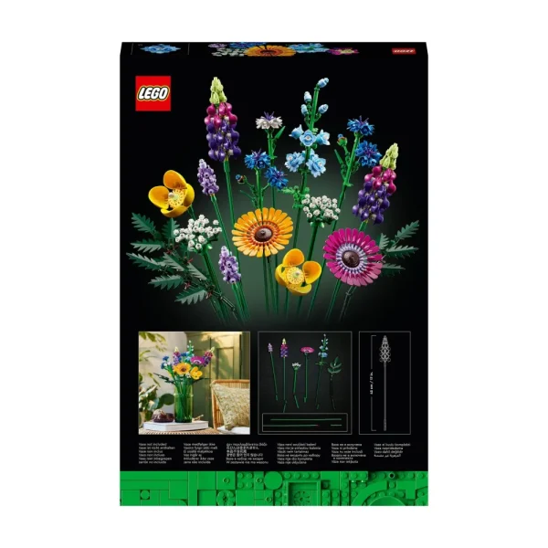 Clearance Icons 10313 Bouquet Fiori Selvatici Finti Con Papaveri E Lavanda Artificiali, Idea Regalo Adulti, Botanical Collection Mattoncini