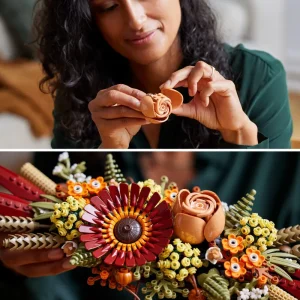 Best Sale Icons 10314 Centrotavola Di Fiori Secchi Finti, Botanical Collection Fai Da Te Per Adulti Con Rosa E Gerbera Artificiali Mattoncini