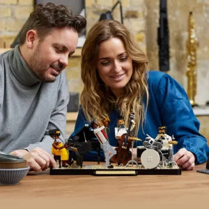 Store 21334 Quartetto Jazz, Idee Regalo Per Adulti Amanti Della Musica Con Musicisti E Strumenti: Pianoforte E Batteria Mattoncini