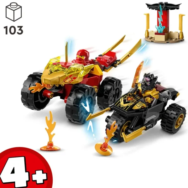 New 71789 Battaglia Su Auto E Moto Di Kai E Ras, Veicoli Giocattolo Con 2 Minifigure, Giochi Ninja Per Bambini 4+ Anni Mattoncini