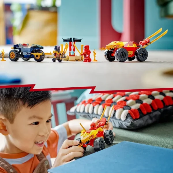 New 71789 Battaglia Su Auto E Moto Di Kai E Ras, Veicoli Giocattolo Con 2 Minifigure, Giochi Ninja Per Bambini 4+ Anni Mattoncini
