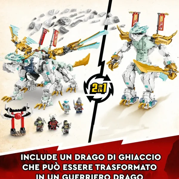 Clearance 71786 Drago Di Ghiaccio Di Zane 2In1 Con Drago Giocattolo E Guerriero Action Figure, Kit Modellismo Per Bambini Mattoncini