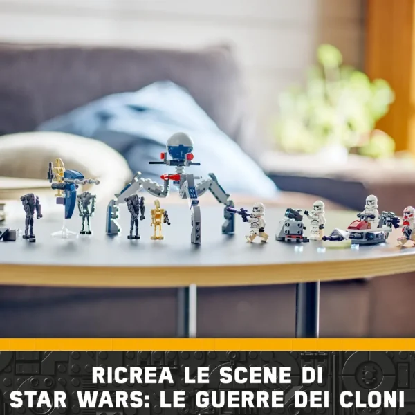 Outlet Lego Star Wars 75372 Battle Pack Clone Trooper E Battle Droid Con Veicolo Giocattolo Speeder Bike, Idea Regalo Bambini 7+ Anni Mattoncini