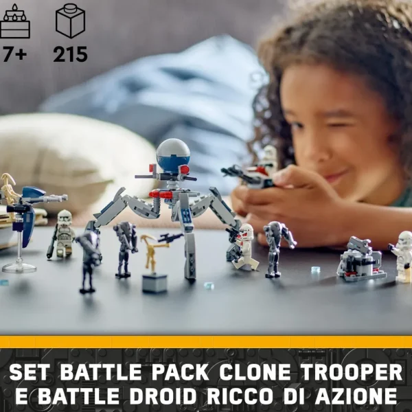 Outlet Lego Star Wars 75372 Battle Pack Clone Trooper E Battle Droid Con Veicolo Giocattolo Speeder Bike, Idea Regalo Bambini 7+ Anni Mattoncini