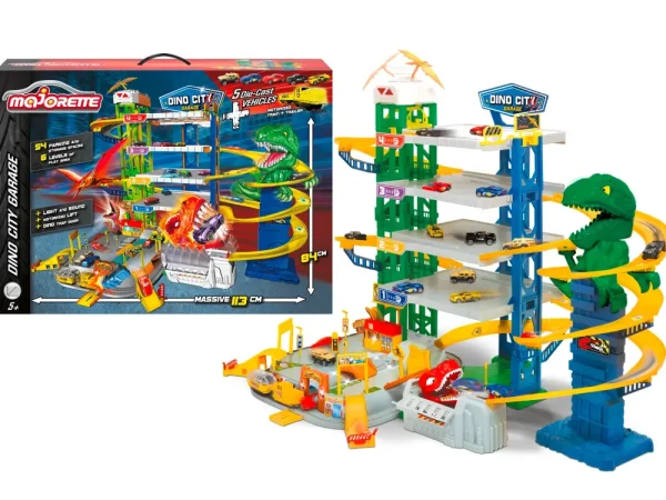Outlet Dino City Garage 113 Cm X 84 Cm Con 6 Auto Die-Cast Incluse Garage E Circuiti