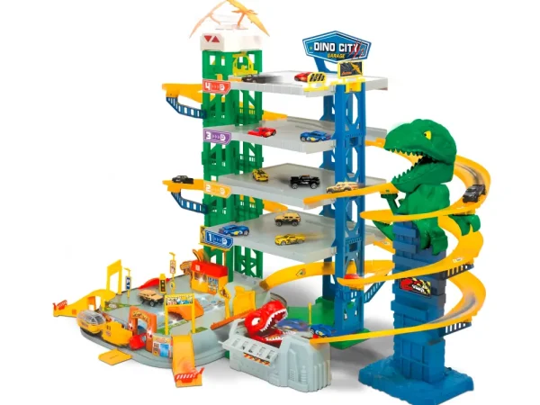 Outlet Dino City Garage 113 Cm X 84 Cm Con 6 Auto Die-Cast Incluse Garage E Circuiti