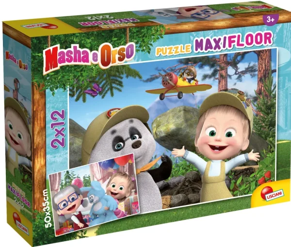 Cheap Masha Puzzle Maxifloor 2 X 12 Giochiamo Ancora! Puzzle Per Bambini
