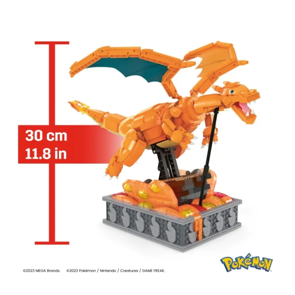 Store Mega Kinetic Charizard, Set Da Costruzione Da 1664 Pezzi, Personaggio Meccanizzato Con Movimento Realistico E Alto 28 Cm Da Collezione, 12+ Anni, Hmw05 Set Costruzioni