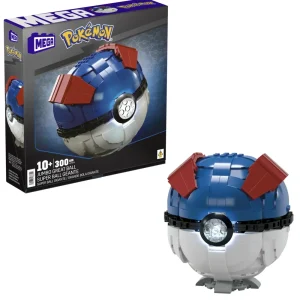 Best Mega Pokemon Mega Ball Gigante, Set Da Costruire Con 299 Pezzi E Luci, Pulsante Centrale Si Illumina E Lampeggia Set Costruzioni