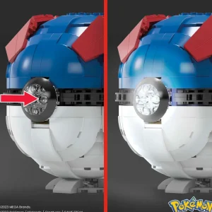 Best Mega Pokemon Mega Ball Gigante, Set Da Costruire Con 299 Pezzi E Luci, Pulsante Centrale Si Illumina E Lampeggia Set Costruzioni