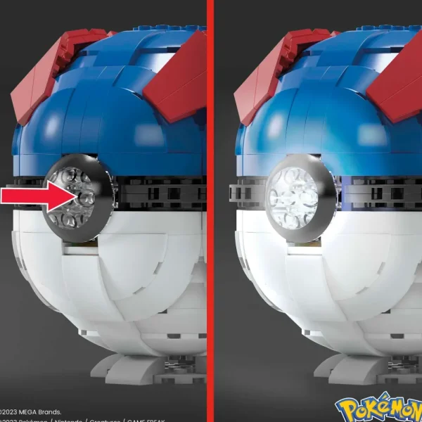 Best Mega Pokemon Mega Ball Gigante, Set Da Costruire Con 299 Pezzi E Luci, Pulsante Centrale Si Illumina E Lampeggia Set Costruzioni