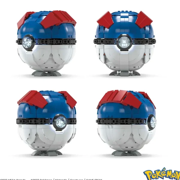 Best Mega Pokemon Mega Ball Gigante, Set Da Costruire Con 299 Pezzi E Luci, Pulsante Centrale Si Illumina E Lampeggia Set Costruzioni