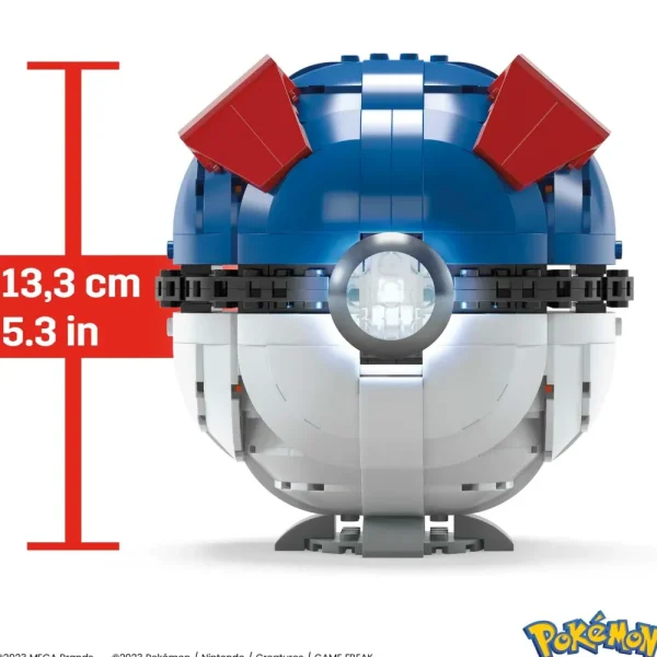 Best Mega Pokemon Mega Ball Gigante, Set Da Costruire Con 299 Pezzi E Luci, Pulsante Centrale Si Illumina E Lampeggia Set Costruzioni