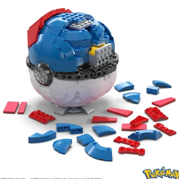Best Mega Pokemon Mega Ball Gigante, Set Da Costruire Con 299 Pezzi E Luci, Pulsante Centrale Si Illumina E Lampeggia Set Costruzioni