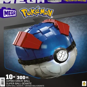 Best Mega Pokemon Mega Ball Gigante, Set Da Costruire Con 299 Pezzi E Luci, Pulsante Centrale Si Illumina E Lampeggia Set Costruzioni