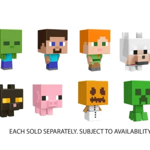 Best Sale Mini Action Figure Testa Mob, Assortimento Personaggi Del Videogioco Dal Design Pixelato Con Teste Giganti, Tutti Da Collezionare, Giocattolo Per Bambini, 6+ Anni, Hdv64 Action Figures