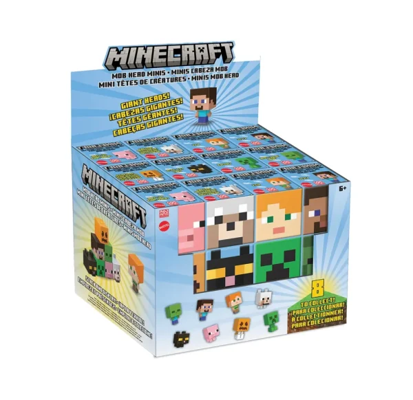 Best Sale Mini Action Figure Testa Mob, Assortimento Personaggi Del Videogioco Dal Design Pixelato Con Teste Giganti, Tutti Da Collezionare, Giocattolo Per Bambini, 6+ Anni, Hdv64 Action Figures