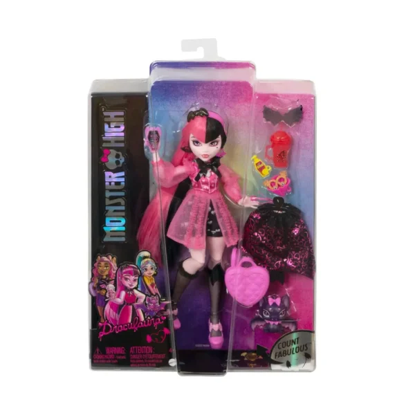 Best Sale Draculaura, Bambola Con Accessori E Cucciolo Di Pipistrello, Snodata E Alla Moda Con Capelli Rosa E Neri, Giocattolo Per Bambini, 4+ Anni, Hhk51 Fashion Dolls