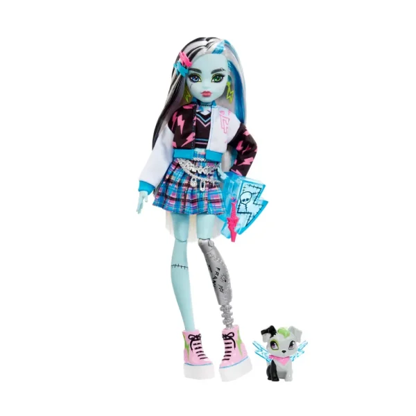 Fashion Frankie, Bambola Snodata Alla Moda, Dai Capelli Con Ciocche Blu E Nere, Con Accessori E Cucciolo, Giocattolo Per Bambini, 4+ Anni, Hhk53 Fashion Dolls