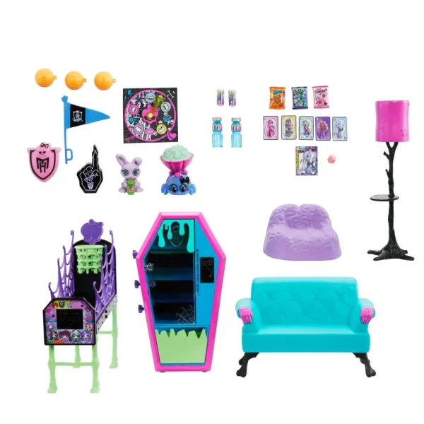Fashion Playset Salone Degli Studenti Con Mobili, Accessori A Tema, 2 Animali Domestici E Distributore Automatico Funzionante Fashion Dolls