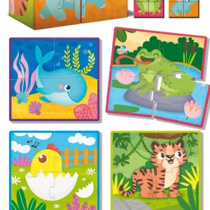 Outlet Montessori Baby Legno Cubes And Puzzle 2 In 1 Giochi Educativi In Legno