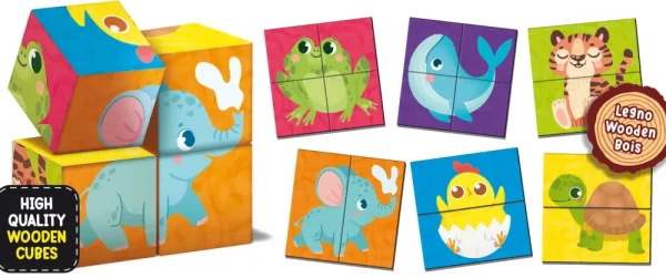 Outlet Montessori Baby Legno Cubes And Puzzle 2 In 1 Giochi Educativi In Legno