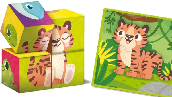 Outlet Montessori Baby Legno Cubes And Puzzle 2 In 1 Giochi Educativi In Legno