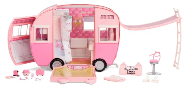 Sale Na Na Na Surprise Kitty-Cat-Camper Rosa Con Orecchie E Coda Da Gatto 7 Aree Di Giochi Tra Cui Cucina Completa, Amaca E Accessori Fashion Dolls