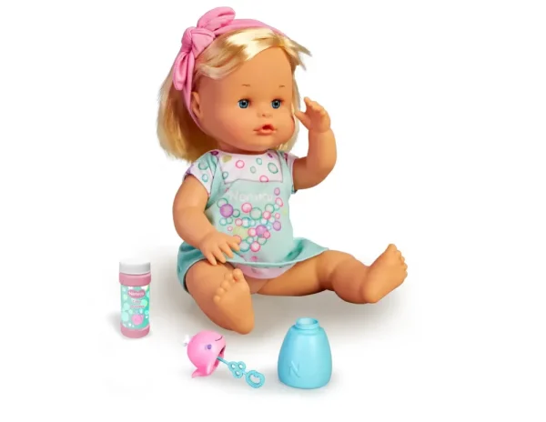 Outlet Bolle, Bambola 35 Cm Corpo Rigido, Con Capelli Biondi, Soffia E Fa Bolle Di Sapone Vere. Bambolotti