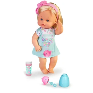 Outlet Bolle, Bambola 35 Cm Corpo Rigido, Con Capelli Biondi, Soffia E Fa Bolle Di Sapone Vere. Bambolotti