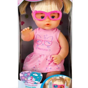 New Occhiali, Bambola 35 Cm, Corpo Rigido, Con Occhiali Rosa Bambolotti