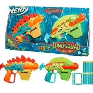 Outlet , Dinosquad Stego-Duo, 2 Blaster, 10 Dardi Elite 2.0, 2 Design A Forma Di Stegosauro, Blaster In Gommapiuma Per Giochi All'Aperto Di Bambini E Bambine Giochi Di Abilita E Sport