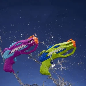 Hot Super Soaker Dinosquad, 2 Raptor-Surge, Include 2 Soaker Con Design A Forma Di Dinosauro Pistole Ad Acqua