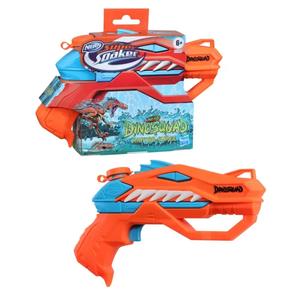 Clearance Super Soaker Dinosquad Raptor-Surge, Blaster Ad Acqua Con Spruzzo A Grilletto Pistole Ad Acqua