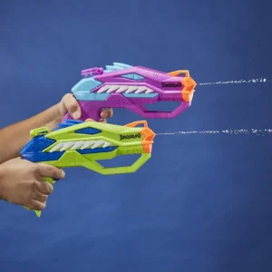 Hot Super Soaker Dinosquad, 2 Raptor-Surge, Include 2 Soaker Con Design A Forma Di Dinosauro Pistole Ad Acqua
