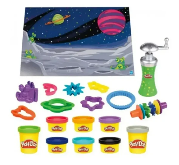 Shop , Set Nello Spazio, Playset Con Tappetino Da Gioco, 10 Accessori Dello Spazio E 8 Colori Plastilina E Pasta Modellabile