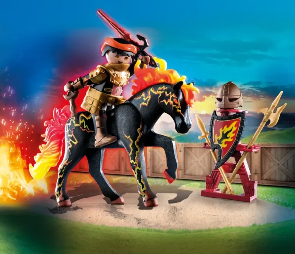 New Novelmore 71213 Guerrieri Di Burnham Cavaliere Di Fuoco, Giocattolo Per Bambini Dai 4 Anni In Su Set Costruzioni