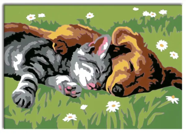Outlet Ravensburger Per Bambini, Kit Per Dipingere Con I Numeri, 7+, Serie E, Cane E Gatto Dolce Sonno Kit Artistici E Pittura