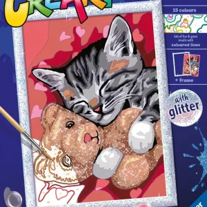 Cheap Ravensburger Serie D: Gattino E Il Suo Orsetto, Kit Per Dipingere Con I Numeri, Contiene Una Tavola Prestampata, Pennello, Colori E Accessori, Gioco Creativo Per Bambini 9+ Anni Kit Artistici E Pittura