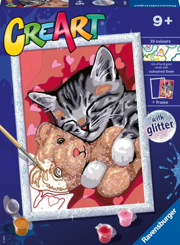 Cheap Ravensburger Serie D: Gattino E Il Suo Orsetto, Kit Per Dipingere Con I Numeri, Contiene Una Tavola Prestampata, Pennello, Colori E Accessori, Gioco Creativo Per Bambini 9+ Anni Kit Artistici E Pittura